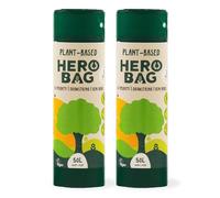 HERO BAG 10L 30µm (Total 50 Bags) Plant-Based Heavy Duty Bin Bags with Drawstrings, Extra Strong, No Leaks, Biodegradable, Compostable, Vegan Cruelty Free, Recycling Trash Liners and Black Bin Bags