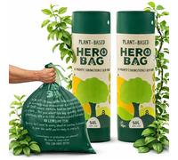 HERO BAG 50L (Total 20 Bags) Plant-Based Heavy Duty Bin Bags with Drawstrings, Extra Strong, No Leaks, Biodegradable, Compostable, Vegan Cruelty Free, Recycling Trash Liners Clear and Black Bin Bags
