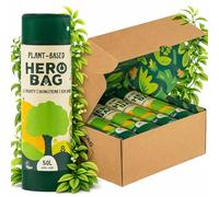 HERO BAG 50L (Total 80 Bags) Plant-Based Heavy Duty Bin Bags with Drawstrings, Extra Strong, No Leaks, Biodegradable, Compostable, Vegan Cruelty Free, Recycling Trash Liners Clear and Black Bin Bags