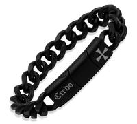 Hero Company Black Cuban Link Bracelet for Men ‘Knights Templar Sacred Oath’ - Helps Pair Veterans with a Service Dog or Shelter Dog
