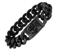 Hero Company Cuban Link Bracelet for Men - ‘Vindicta Retribution’ Black Skull Stainless Steel Bracelet - Helps Pair Veterans With A Service Dog or Shelter Dog, X-Large (Wrist Size 9"), Stainless Steel