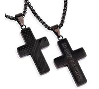 Hero Company In God We Trust American Flag Cross Necklace for Men - Stainless Steel Christian Necklace - Helps Pair Veterans with a Service Dog or Shelter Dog