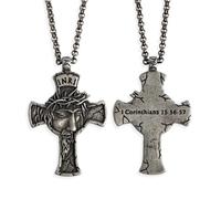 Hero Company INRI Cross Necklace for Men - Stainless Steel Christian Necklace - Helps Pair Veterans with a Service Dog or Shelter Dog