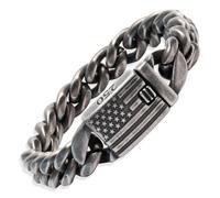 Hero Company USA 250th Anniversary Cuban Link Bracelet for Men - ‘Freedom Never Surrender’ Men’s Stainless Steel Bracelet for Father’s Day - Helps Pair Veterans With A Service Dog, L, Stainless Steel