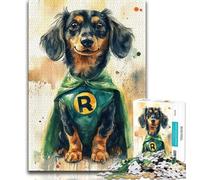 Hero Dachshund Jigsaw Puzzles for Adults Teenagers Jigsaws Puzzle,Learning Educational Toys Family Games with Matching Poster And Trivia Sheet (75x50cm)