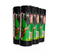 Hero Drawstring Strong Black Bin Bags, 75-85 Litre Fox Proof Heavy Duty & Stretchy Refuse Sacks, Embossed for extra strength, Interleaved no perforations, Recycled and Tear Resistant - Roll of 12 (4)