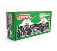 Hero Eco Extra Strong Bin Bags Liners 70l Recycled Easy Dispense Heavy Duty Refuse Sacks Pack of 200 - Household, Garden & Commercial