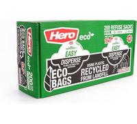 Hero Eco Extra Strong Bin Bags Liners 70L - Pack of 200 Heavy Duty Refuse Sacks | Recycled Plastic Bin Liners for Household, Garden & Commercial Use - Easy Dispense Box