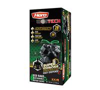 Hero Eco Webtech Super Strong Black Embossed Drawstring Bin Bags - 114L - 28 Bags - Tear Resistant, Easy Dispense, Recycled Plastic Refuse Sacks
