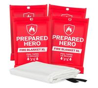 Hero Extra Large Emergency Fire Suppression Blanket - 4 Pack - XL Fiberglass Fire Blanket for Kitchen & Home, 47” x 71”
