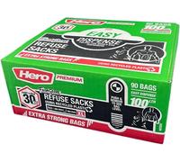 Hero Scented Heavy Duty Bin Bags Liners 100L Waste Rubbish Sacks Easy Dispense Pack Of 90 - Household, Garden & Commercial Use