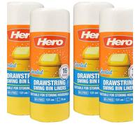 Hero Swing Scented Drawstring Bin Bags 60L | Eco-Friendly Rubbish Bags | Strong Interleaved, Tear-Resistant & Odour-Controlled | Fresh Fragrance Kitchen White Bin Liners (12)