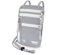 Hero Travel Supply Neck Wallet - RFID Blocking Passport Holder - Easy to Conceal Travel Pouch, Ash Grey, One_Size