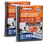 Hero Ultimate 158L Heavy Duty Bin Bags - Extra Large Rubbish Sacks - 90kg Load Capacity - Industrial, Builders, Garden & Commercial Refuse Sacks - Eco Recycled Plastic - 2 X Packs of 5 Bags