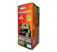 Hero Ultra Strong Black Embossed Drawstring Bin Bags 75-85L - 15 Bags Tear Resistant, Easy Dispense, Recycled Plastic Refuse Sacks Bin Liners