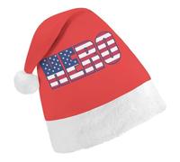 Hero with U.S.A Flag Santa Hat Christmas Holiday Party Headwear for Adults Soft Velvet Festive Costume Accessory Child