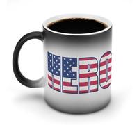 Hero with U.S.A Flag Stylish Heat Sensitive Coffee Mug with Handle 12 Oz Ceramic Color Changing Cups