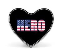 Hero with U.S.A Flag Unisex Novelty Brooches & Pins Heart Metal Lapel Badge for Clothing Shawl Hat