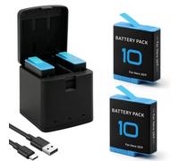 Hero9 10 11 Batteries Pack of 2 and 3 Channel Charger Compatible with GoPro 11, 10, 9
