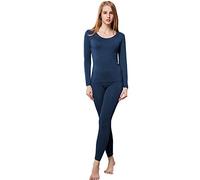 HEROBIKER Women's Thermal Underwear Set Long Johns Ultra Soft Thermal Pajama Top Bottom Blue