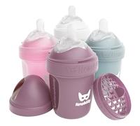 Herobility Double Anti-Colic Baby Bottles - 5 fl oz/140ml - 4-Pack - Multicolor - White, Gray, Pink, Hawthorn Rose