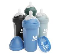 Herobility Double Anti-Colic Baby Bottles - 8.5 fl oz/240ml - 4-Pack - Multicolor - Denim, Black, Dusky Green, Gray