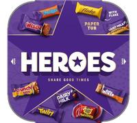 Heroes Chocolate Paper Tub 500g - Assorted Individually Wrapped Milk Chocolates - Sharing Chocolate Tub for Christmas, Parties, Birthdays, Gifts & Family Treats