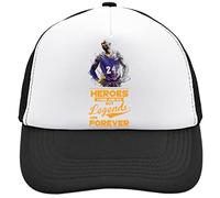 Heroes Come and Go But Legends are Forever Artwork Mesh Back Trucker Cap Adjustable Snapback Hat Brushed Cotton with Buckle Black