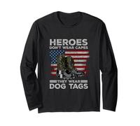 Heroes Don't Wear Capes They Wear Dog Tags Combat Boots Vet Long Sleeve T-Shirt