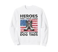 Heroes Don't Wear Capes They Wear Dog Tags Combat Boots Vet Sweatshirt
