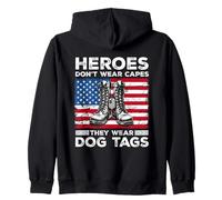 Heroes Don't Wear Capes They Wear Dog Tags Combat Boots Vet Zip Hoodie