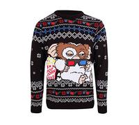 Heroes Inc. Gremlins Christmas Jumper Gizmo with Popcorn Official Unisex Ugly Sweater, Black, L