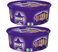 Heroes Milk Chocolate Tub 475g | Assorted Individually Wrapped Mini Chocolate milk Bars | Sharing Chocolate Tub | Chocolate Gift for Family & Christmas Celebrations (Pack of 2)