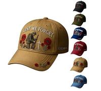 Heroes Never Forgotten Remembrance Cap, 3D Embroidered Baseball Hat with Lest We Forget, Adjustable Baseball Hat with 3D Embroidered Design, Vintage Cotton Patriotic Cap for Men and Women (Khaki)
