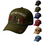 Heroes Never Forgotten Remembrance Cap, Adjustable 3D Embroidered Baseball Hat, Lest We Forget Baseball Cap, Freedom Hat, Vintage Cotton Patriotic Caps for Men and Women (UK, Alpha, L, XL, Green)