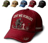 Heroes Never Forgotten Remembrance Cap, Adjustable Baseball Hat with 3D Embroidered Design, Vintage Cotton Patriotic Cap (UK, Alpha, One Size, Red)