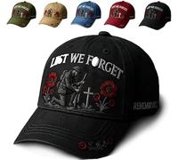 Heroes Never Forgotten Remembrance Cap, Adjustable Baseball Hat with 3D Embroidered Design, Vintage Cotton Patriotic Cap (UK, Alpha, One Size, Black)