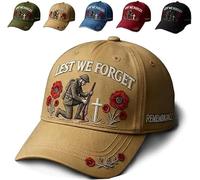 Heroes Never Forgotten Remembrance Cap, Adjustable Baseball Hat with 3D Embroidered Design, Vintage Cotton Patriotic Cap (UK, Alpha, One Size, Khaki)