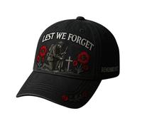 Heroes Never Forgotten Remembrance Cap, Keep Their Memory Alive,Adjustable Baseball Hat with 3D Embroidered Design, Vintage Cotton Patriotic Cap，for Men and Women (UK, Alpha, One Size, Black)