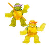 Heroes of Goo Jit Zu TMNT, Turtle Power Team Up 2-Pack, Squishy, Stretchy Toy Figures, Donatello and Michelangelo