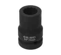 HEROFFIX 1 Pcs Impact Socket Durable Hardware Tool 58mm Black High Carbon Steel 12 Point 19mm for Car Motorcycle Dirtbike Repair 3/4 Inch Drive