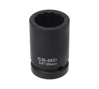 HEROFFIX 1 Pcs Impact Socket Durable Hardware Tool 58mm Black High Carbon Steel 12 Point 26mm for Car Motorcycle Dirtbike Repair 3/4 Inch Drive
