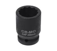 HEROFFIX 1 Pcs Impact Socket Durable Hardware Tool 60mm Black High Carbon Steel 12 Point 30mm for Car Motorcycle Dirtbike Repair 3/4 Inch Drive