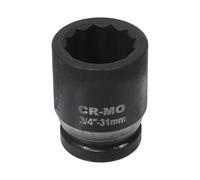 HEROFFIX 1 Pcs Impact Socket Durable Hardware Tool 60mm Black High Carbon Steel 12 Point 31mm for Car Motorcycle Dirtbike Repair 3/4 Inch Drive