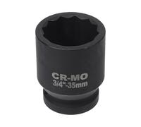 HEROFFIX 1 Pcs Impact Socket Durable Hardware Tool 60mm Black High Carbon Steel 12 Point 35mm for Car Motorcycle Dirtbike Repair 3/4 Inch Drive