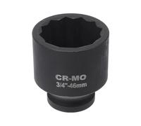 HEROFFIX 1 Pcs Impact Socket Durable Hardware Tool 68mm Black High Carbon Steel 12 Point 46mm for Car Motorcycle Dirtbike Repair 3/4 Inch Drive