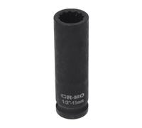 HEROFFIX 1 Pcs Impact Socket Durable Hardware Tool 78mm Black High Carbon Steel 12 Point 15mm for Car Motorcycle Dirtbike Repair 1/2 Inch Drive