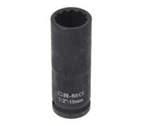 HEROFFIX 1 Pcs Impact Socket Durable Hardware Tool 78mm Black High Carbon Steel 12 Point 19mm for Car Motorcycle Dirtbike Repair 1/2 Inch Drive