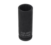 HEROFFIX 1 Pcs Impact Socket Durable Hardware Tool 78mm Black High Carbon Steel 12 Point 21mm for Car Motorcycle Dirtbike Repair 1/2 Inch Drive