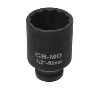 HEROFFIX 1 Pcs Impact Socket Durable Hardware Tool 78mm Black High Carbon Steel 12 Point 40mm for Car Motorcycle Dirtbike Repair 1/2 Inch Drive